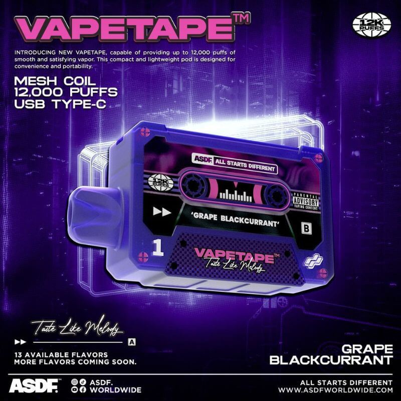 VAPETAPE 12000 GRAPE BLACKCURRANT